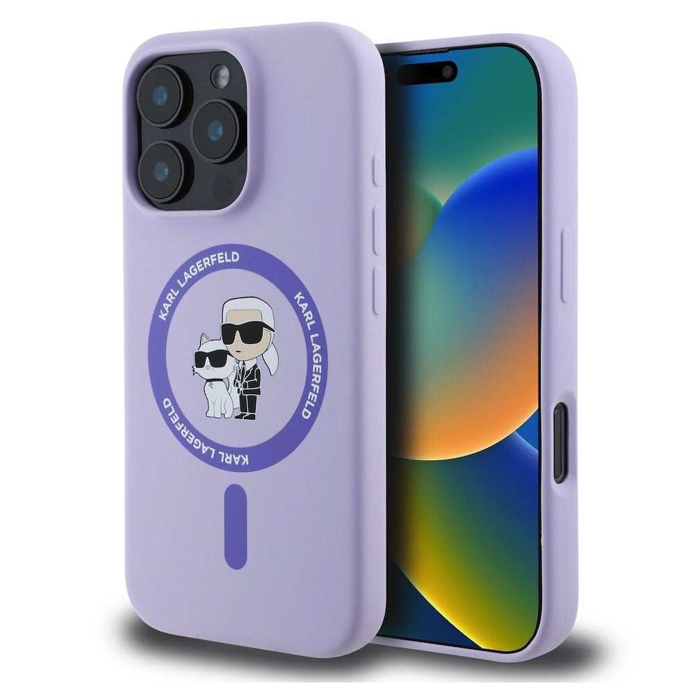 Karl Lagerfeld Liquid Silicone Karl and Choupette MagSafe Case за iPhone 16 Pro Max